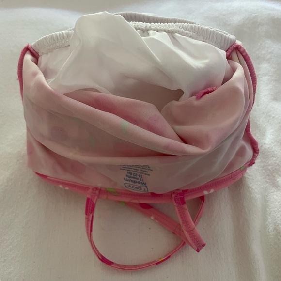 Baby Girl Pink One Piece Bathing Suit With Built-In Diaper, Size 12 Months - Picture 5 of 5